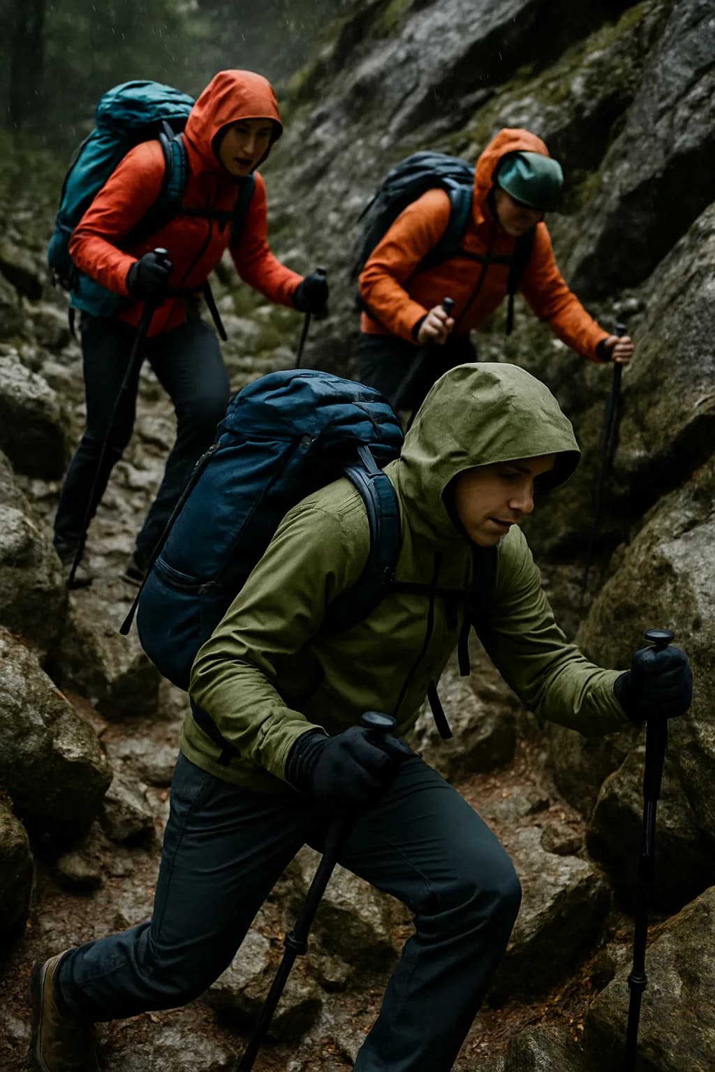 A close-up view of a lightweight nylon backpack with reflective accents, set against a dark starry night sky.